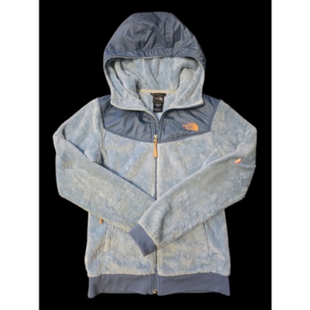 The North Face Denali Fleece Womens Hooded Full Zip Coat Jacket Light Blue‎ XS